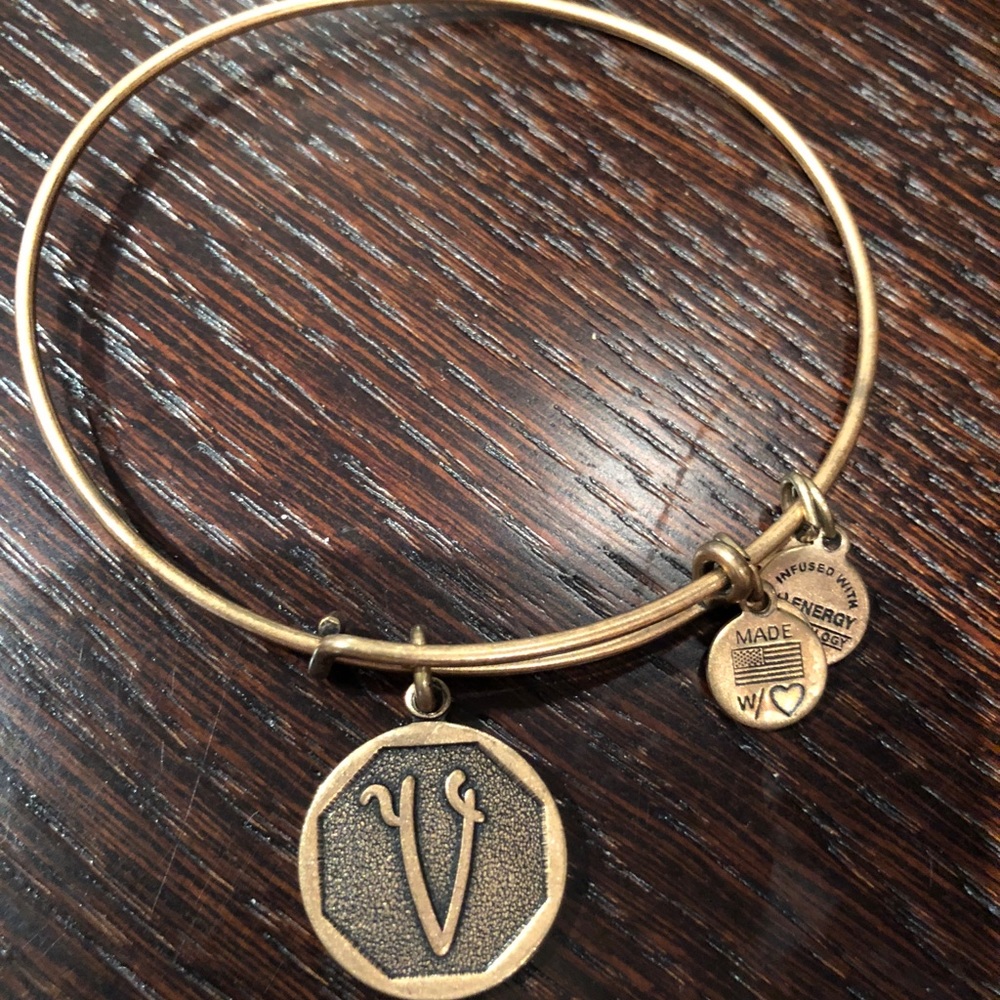 Alex & Ani Initial V Charm Bangle.